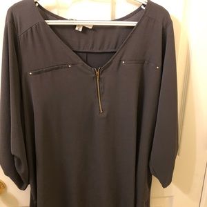 Dark Gray Zip Blouse